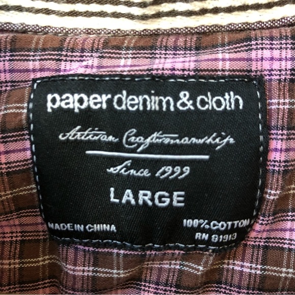 PAPER DENIM AND CLOTH Women’s Plaid Button Down Shirt Short Sleeve Cotton Size L - Picture 6 of 9